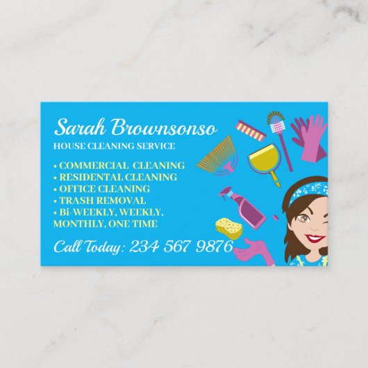 ブルージャニカ清掃修理メンテナンスレディ 名刺 (正面)