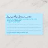 ブルージャニクルレディーガールクリーニングアポイントメント 名刺 (裏面)