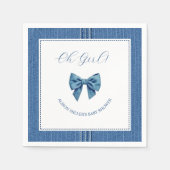 ブルージャンとステッチと弓の赤ちゃん女の子シャワー スタンダードカクテルナプキン (正面)