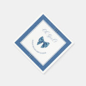 ブルージャンとステッチと弓の赤ちゃん女の子シャワー スタンダードカクテルナプキン (角)