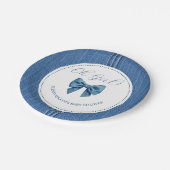 ブルージャンとステッチと弓の赤ちゃん女の子シャワー ペーパープレート (アングル)