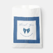 ブルージャンと弓の赤ちゃん女の子シャワーありがとう フェイバーバッグ (正面)