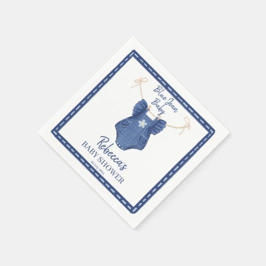ブルージャンの女の子の服をオンラインの赤ちゃんシャワー スタンダードカクテルナプキン (角)