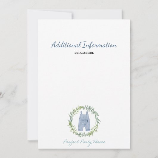 ブルージャンオールデイニムベビーシャワー招待状 招待状 (裏面)