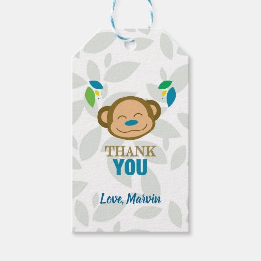 ブルージャングルモンキーギフトラベル ギフトタグ (正面)