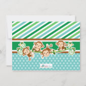 ブルージャングルモンキーサファリベイビーシャワー誕生日 サンキューカード (裏面)