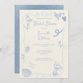 ブルージャンシーンドードルブライダルシャワー 招待状 (正面/裏面)