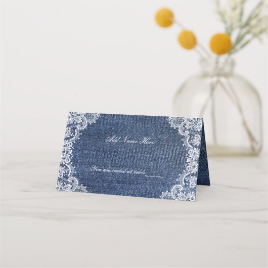 ブルージャンデニムとレーステーブル プレイスカード (正面)