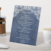 ブルージャンデニムとレース結婚のメニュー 台座サイン (インサイチュ)