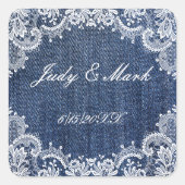 ブルージャンデニムとレース結婚シール スクエアシール (正面)