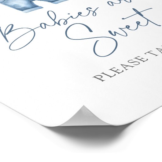 ブルージャンデニムベビーシャワーデザートサイン ポスター (角)