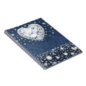 ブルージャンデニム&ダイアモンドきらきら光るハート ノートブック (右側)