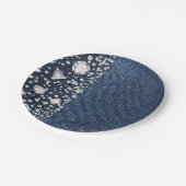 ブルージャンデニム&ダイアモンドきらきら光るパーティー ペーパープレート (アングル)