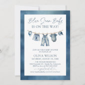 ブルージャンベビーがベビーシャワーの途中にある 招待状 (正面)