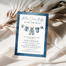 ブルージャンベビーがベビーシャワーの途中にある 招待状