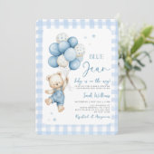 ブルージャンベビーが途中の赤ちゃんシャワー少年 招待状 (スタンド正面)