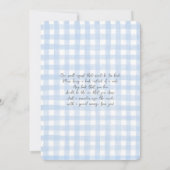 ブルージャンベビーが途中の赤ちゃんシャワー少年 招待状 (裏面)