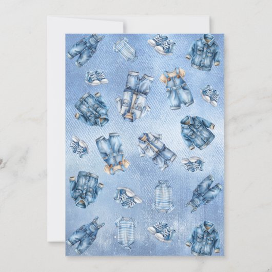 ブルージャンベビーは途中デニムボーイベビーシャワー 招待状 (裏面)
