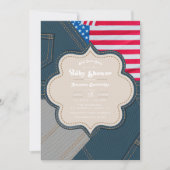ブルージャンベビーアメリカーナベビーシャワー 招待状 (正面)