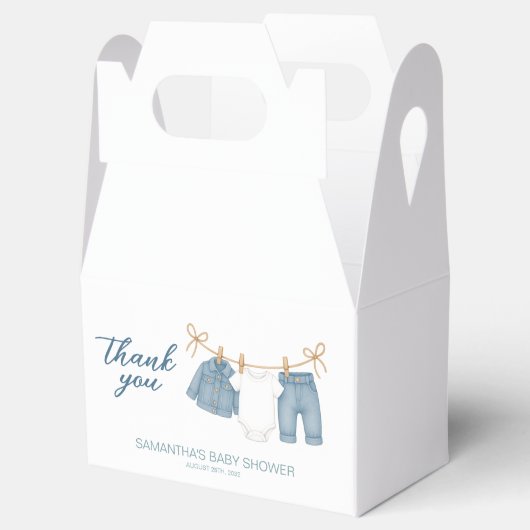 ブルージャンベビーオンザウェイベビーシャワー フェイバーボックス (オープン)