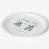ブルージャンベビーオンザウェイベビーシャワー ペーパープレート (アングル)