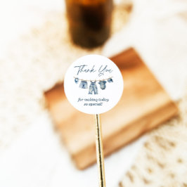 ブルージャンベビーシャワーありがとうラベル, ラウンドシール