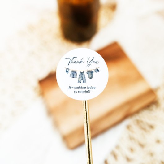ブルージャンベビーシャワーありがとうラベル, ラウンドシール