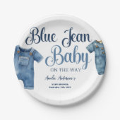 ブルージャンベビーシャワーデニムボーイ ペーパープレート (正面)