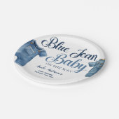 ブルージャンベビーシャワーデニムボーイ ペーパープレート (アングル)