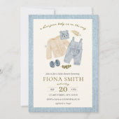 ブルージャンベビーシャワーデニムボーイ 招待状 (正面)