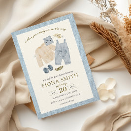 ブルージャンベビーシャワーデニムボーイ 招待状