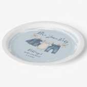 ブルージャンベビーシャワーベビー服 ペーパープレート (アングル)