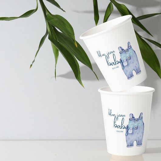 ブルージャンベビーシャワー食器 | デニムオーバーオール 紙コップ