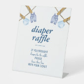 ブルージャンベビーシャワー | おむつラッフル卓上 台座サイン (正面)