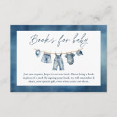 ブルージャンベビーシャワー、ベビー用の本 エンクロージャーカード (正面)