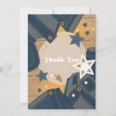 ブルージャンベビーテーマデニムパッチワークベビーシャワー サンキューカード (正面)