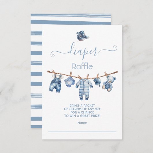 ブルージャンベビーデニムおむつラッフル 招待状 (正面/裏面)