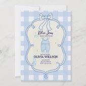 ブルージャンベビーデニムカントリー西ベビーシャワー 招待状 (正面)