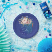 ブルージャンベビーデニムシャワー ペーパープレート (パーティー)