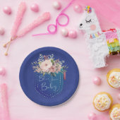 ブルージャンベビーデニムシャワー ペーパープレート (パーティー)