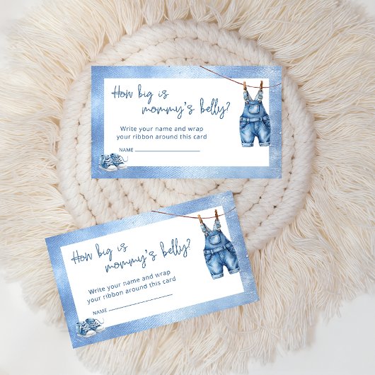 ブルージャンベビーデニムブルーモーミーのお腹の大きさ エンクロージャーカード