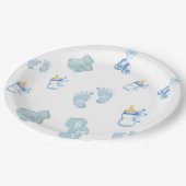 ブルージャンベビーデニムベビーシャワー招待 ペーパープレート (アングル)