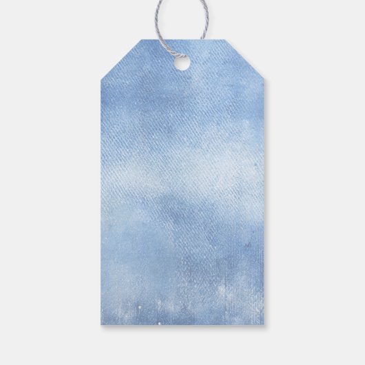 ブルージャンベビーデニムモダンベビーシャワーサンキュー ギフトタグ (裏面)