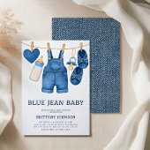 ブルージャンベビーデニモダンムベビーシャワー 招待状