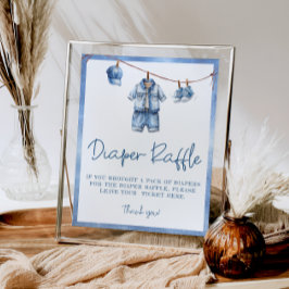 ブルージャンベビーベビーシャワーおむつラッフル ポスター