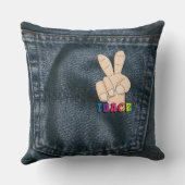 ブルージャンポケット平和と愛の枕 クッション (裏面)