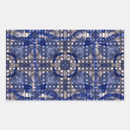ブルージャンライツパターンステッカー – トレンディーブルー 長方形シール (正面)