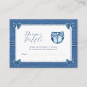 ブルージャン弓おむつラッフルベビーガールシャワー エンクロージャーカード (正面)