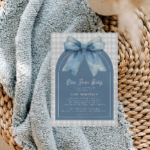 ブルージャン男の赤ちゃんベビーシャワー招待状