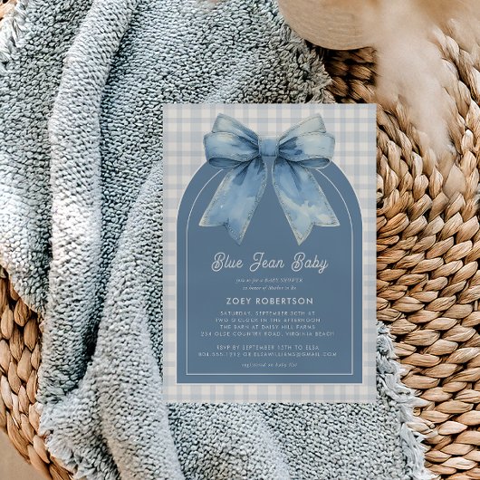 ブルージャン男の赤ちゃんベビーシャワー招待状 招待状